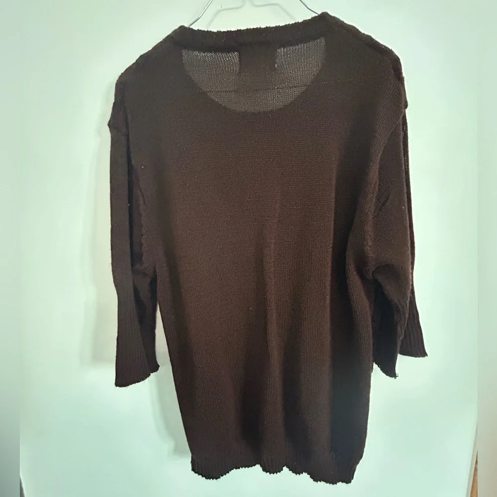 Vintage Dark Brown Knit Cardigan Shirt Combo - Picture 2 of 7